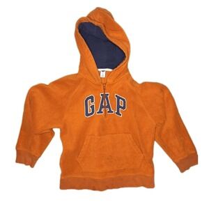 Gap Kids Boys Vintage Y2K Orange Logo Quarter Zip Hoodie Sweatshirt Large